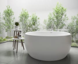 Aquatica Aura Mini Round Freestanding Solid Surface Bathtub