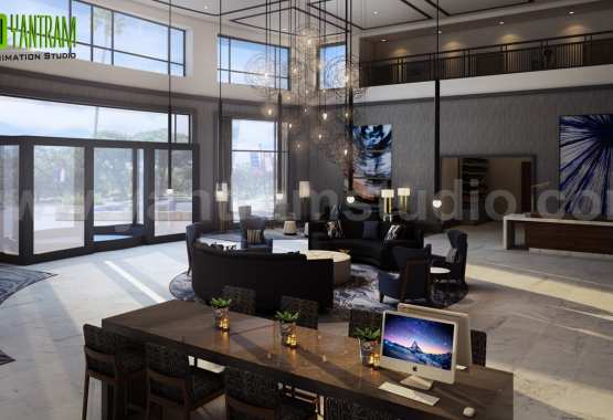Modern Hotel Lobby - Waiting Area interior concept drawings Morocco