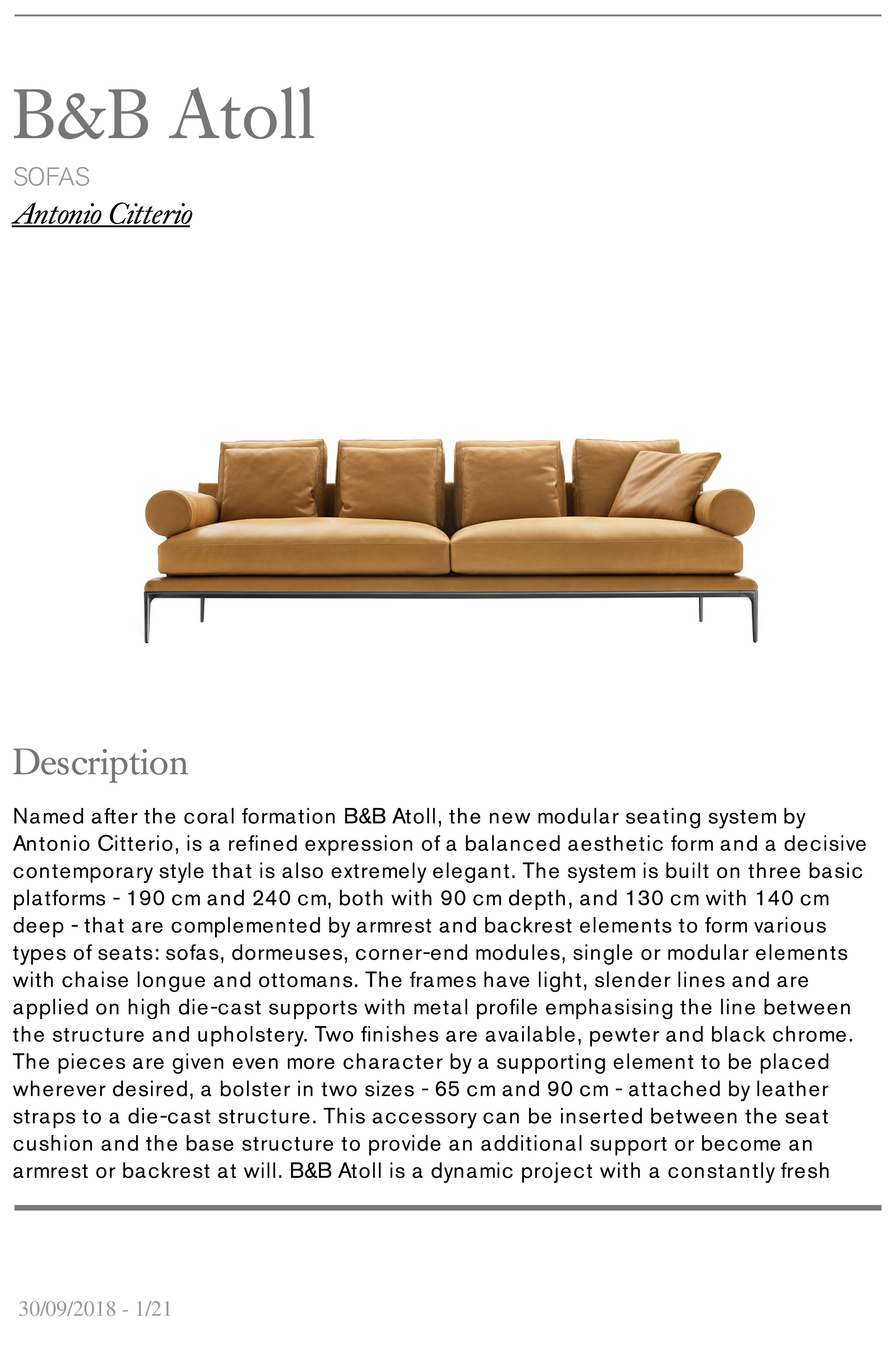 Download Techincal informations Atoll sofa