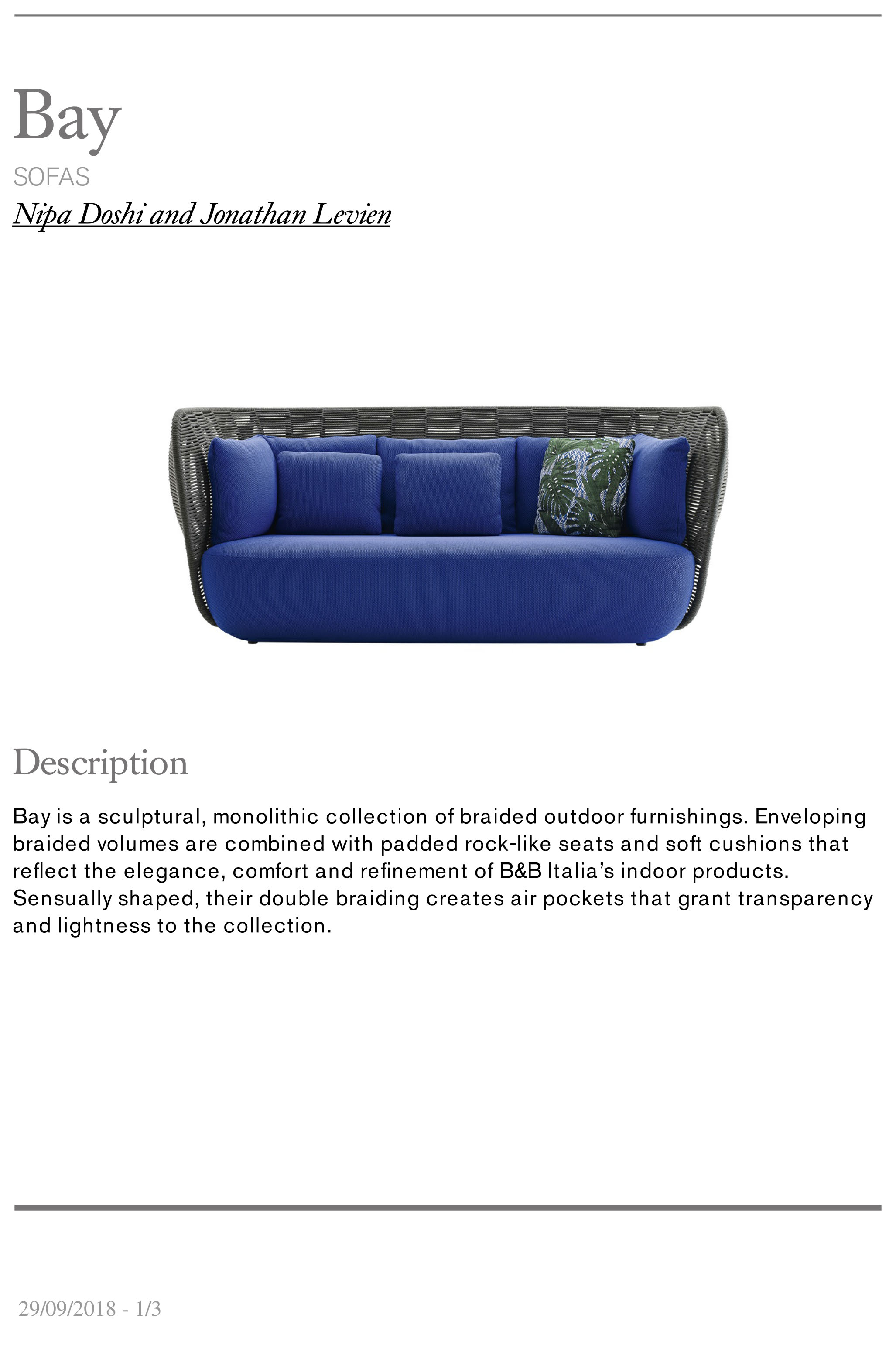 Download 3D Technical information Bay sofa