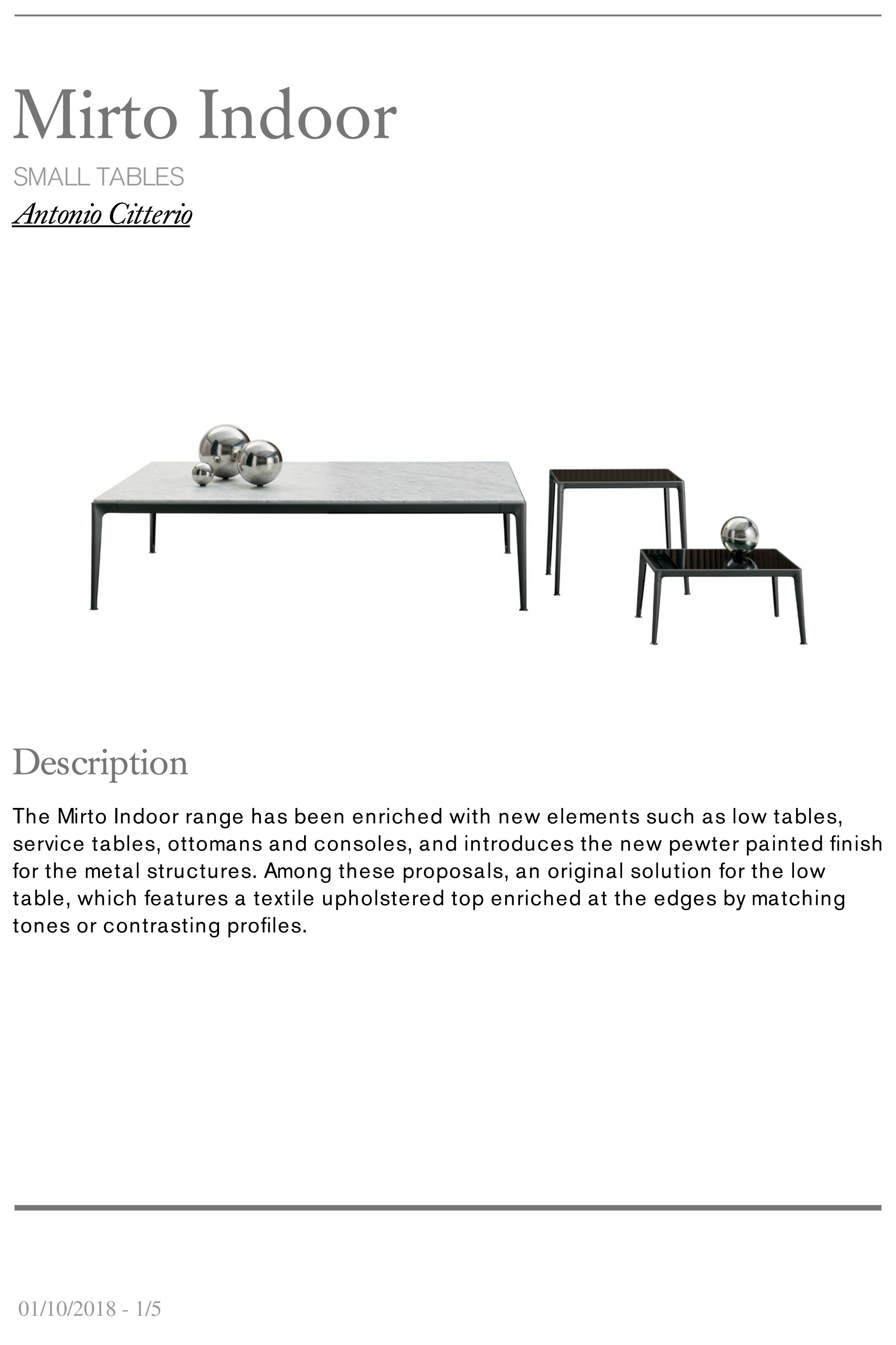 Download Techincal informations Mirto indoor small table