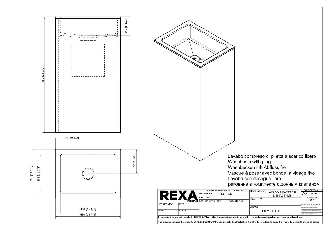 Rexa Lavabo Parete R1 L48 P36 H85 03R126101 pdf