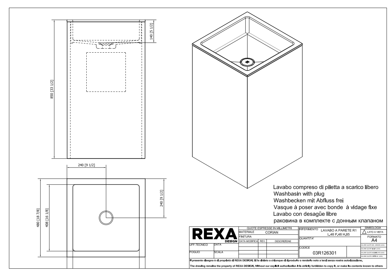Rexa Lavabo Parete R1 L48 P48H85 03R126301 pdf 
