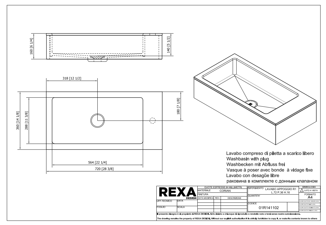 Rexa Lavabo R1 L.60 P.36 H.16 01R141102 pdf