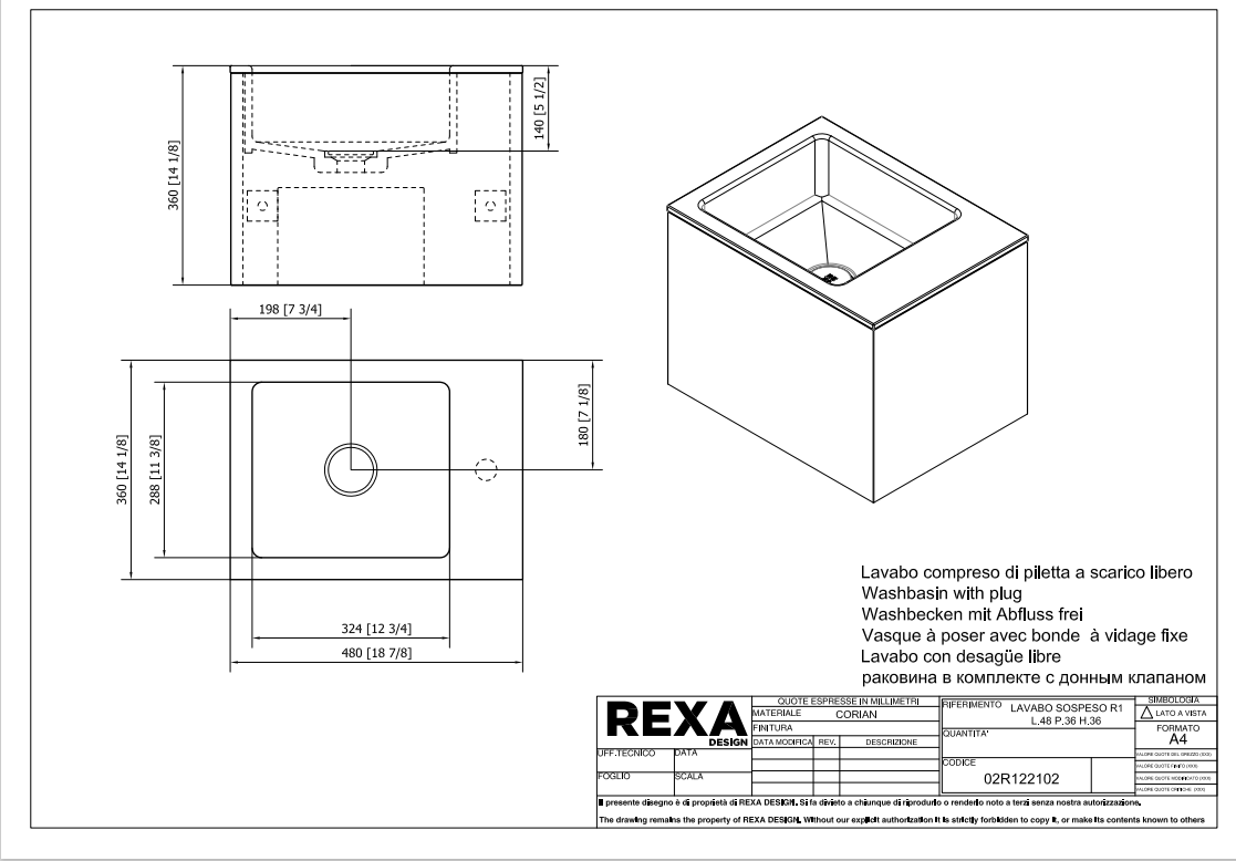 Rexa Lavabo R1 Sospeso L48 P36 H36 02R122102 pdf 