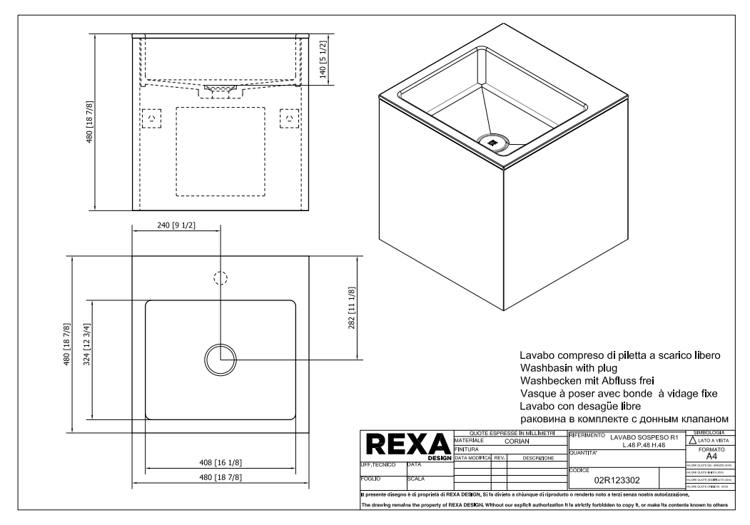 Rexa Lavabo R1 Sospeso L48 P48 H48 02R123302 pdf 