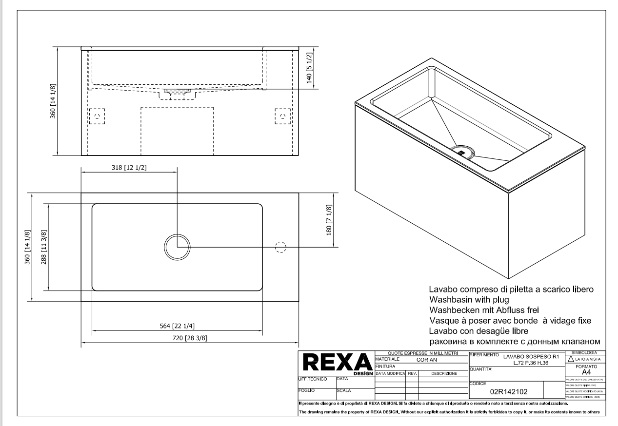 Rexa Lavabo R1 Sospeso L72 P36 H36 02R142102 pdf 