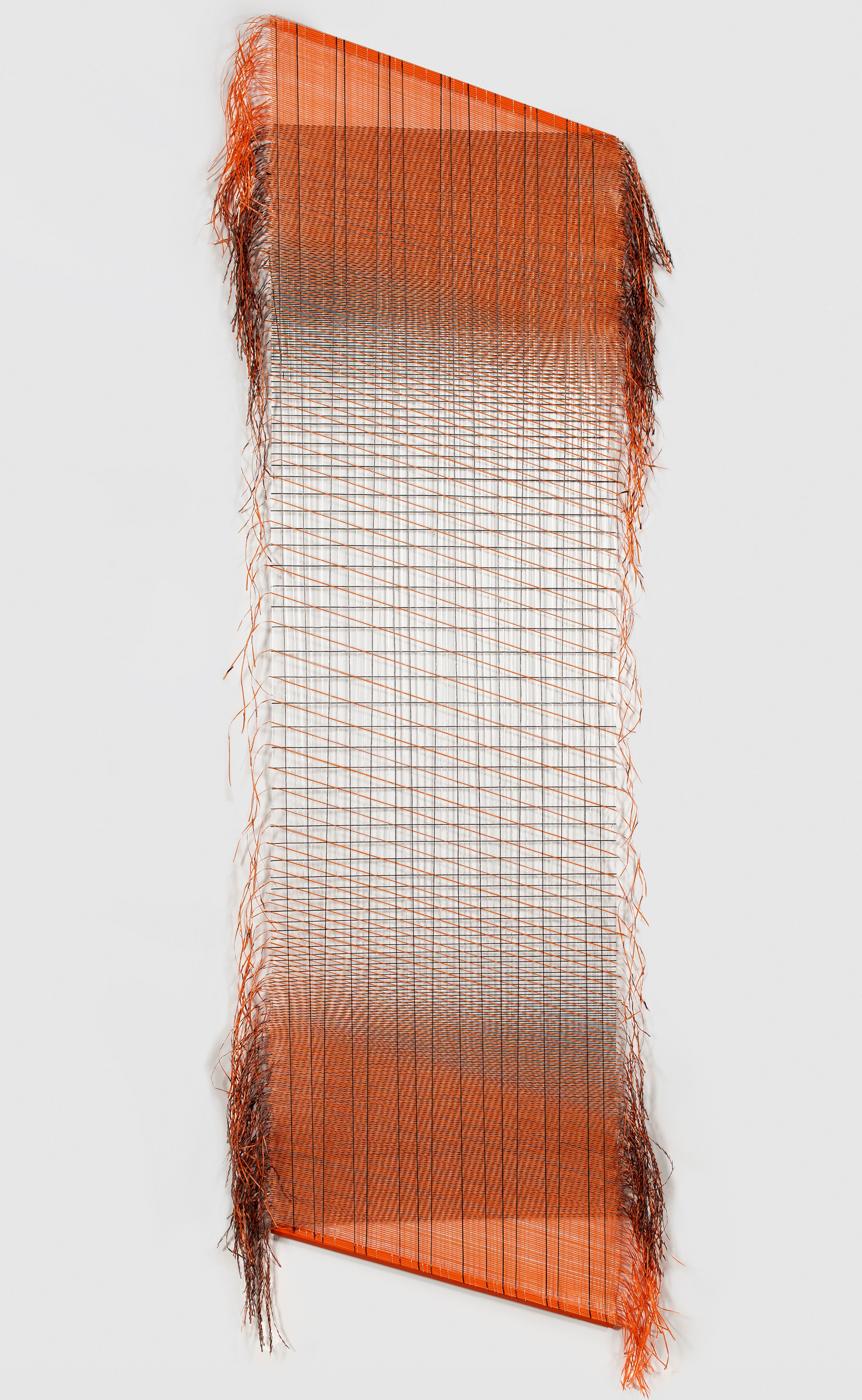 Shades.BW+R, design by Migliore+Servetto Architects cm 80x 310 in woven charcoal and orange fibres 