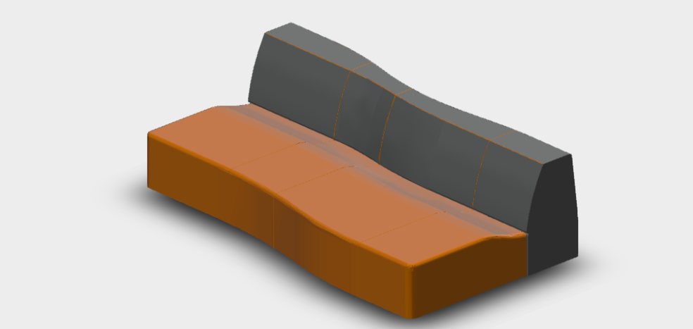 Download dwg CAD model Bend Sofa B214c