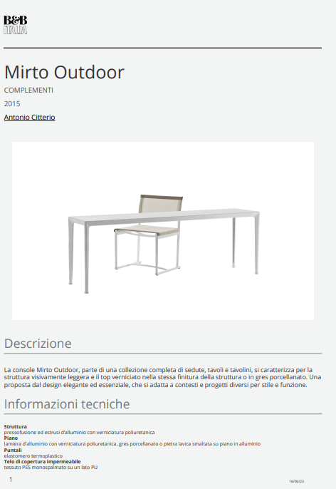 Download Mirto Outdoor Technical information IT Complement 