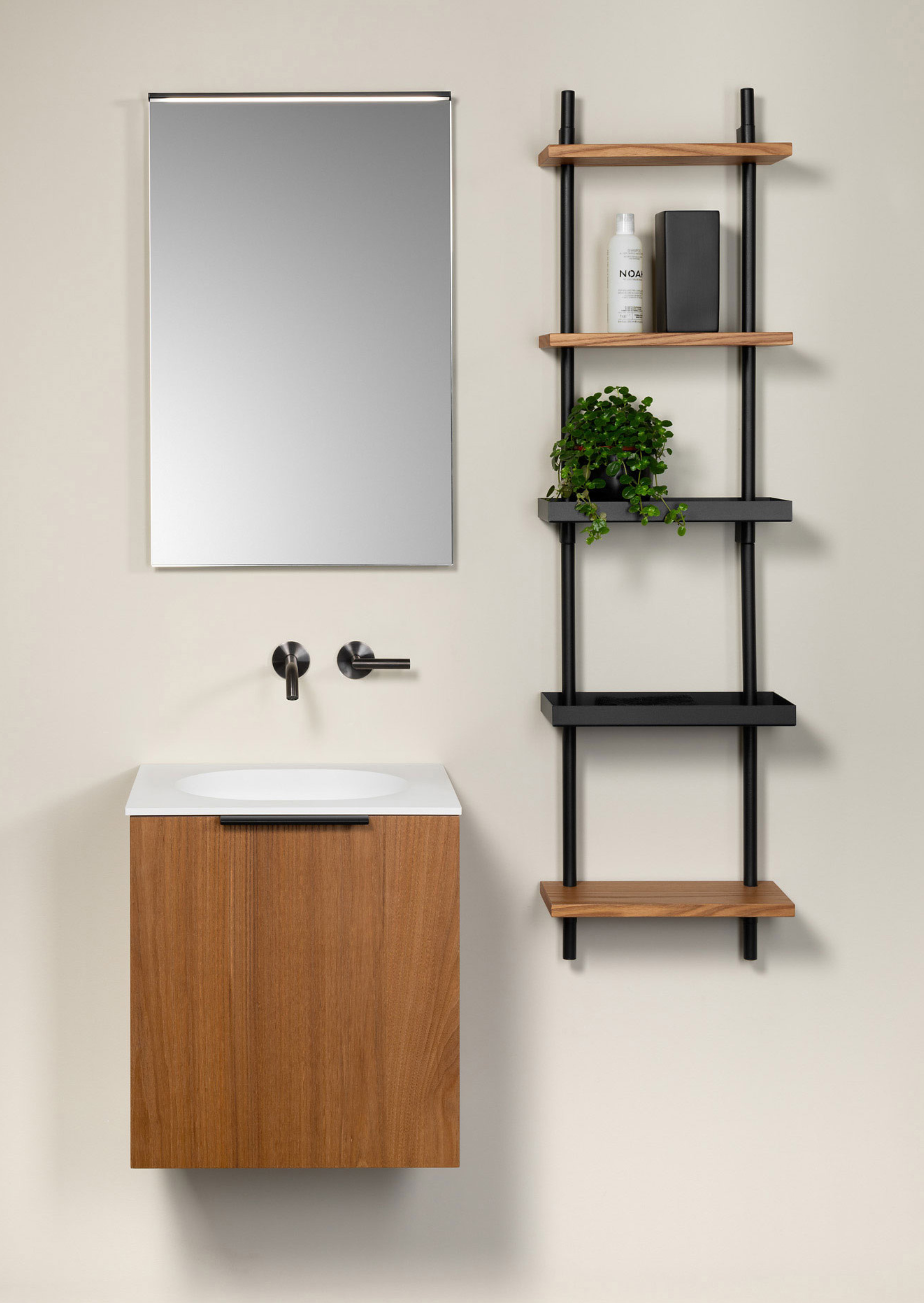 Collezione Over Fit P/Twig 40: mobile in legno Olmo Smoke cassetto e maniglia Twig 