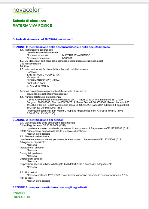 Download Technical Information Materia Viva Pomice N746029 IT