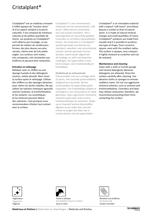 Download technical Information Cristalplant FR-NL-EN