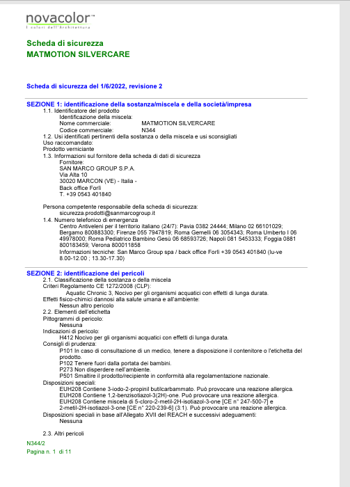 Download Safety Data Sheet IT Matmotion Silvercare