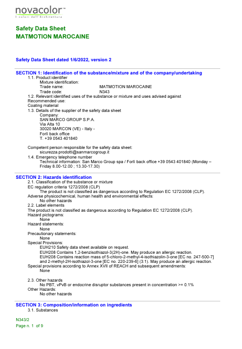Download technical information Matmotion Silk Safety Data Sheet