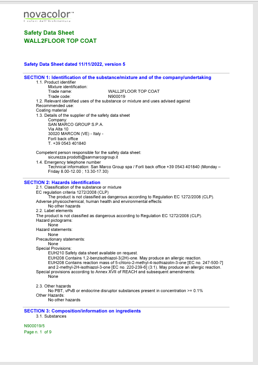 Download Dafety Data Sheet 2 EN Wall2Floor Top Coat