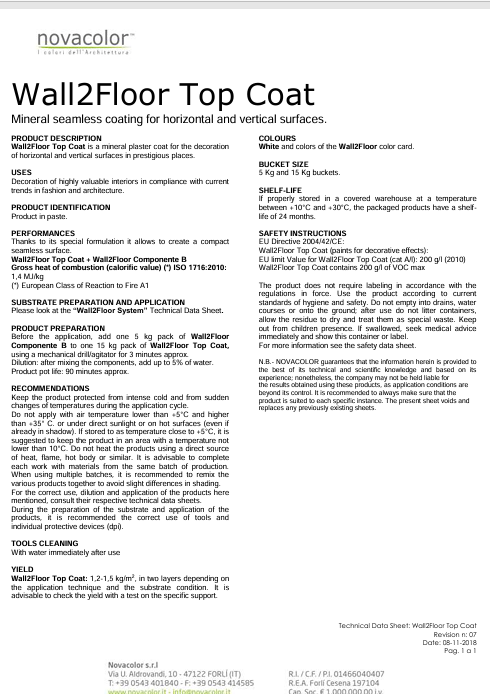 Download Technical Information Wall2Floor Top Coat EN