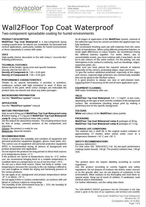 Download technical information Wall2Floor Top Coat EN 