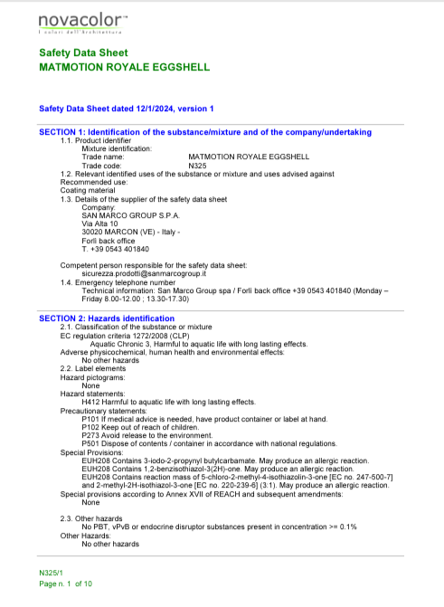 Download Safety Data Sheet Royale Eggshell Matmotion EN
