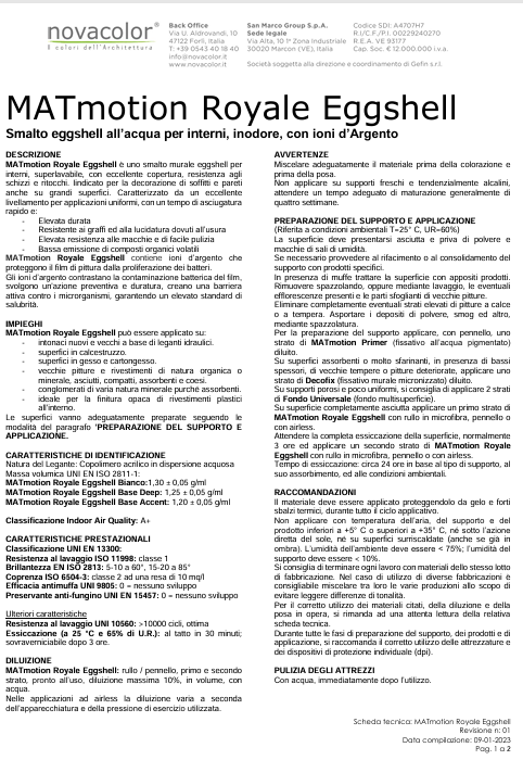 Download technical Information Matmotion Royale Eggshell IT