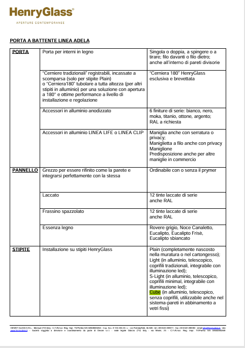 Download pdf Adela Specifications Swing Door 