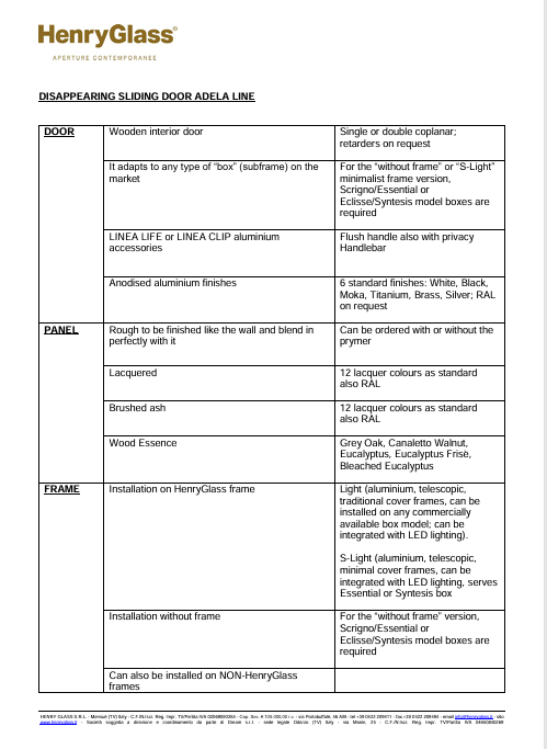 Download pdf specification disappearing sliding door EN