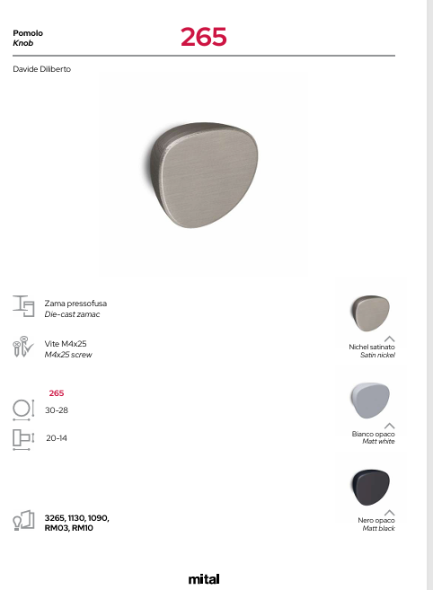 Download Technical Information 265 Mital Knob