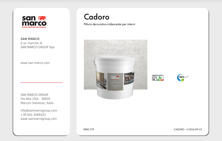 Download technical information Cadoro Colorificio San Marco
