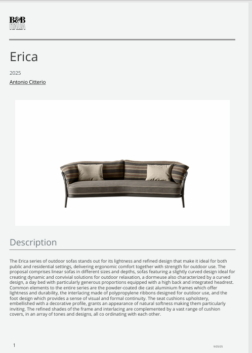 Download Erica Technical Information EN B&B italia Sofa Outdoor