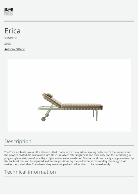 Download Technical Information Erica Sunbed B&B