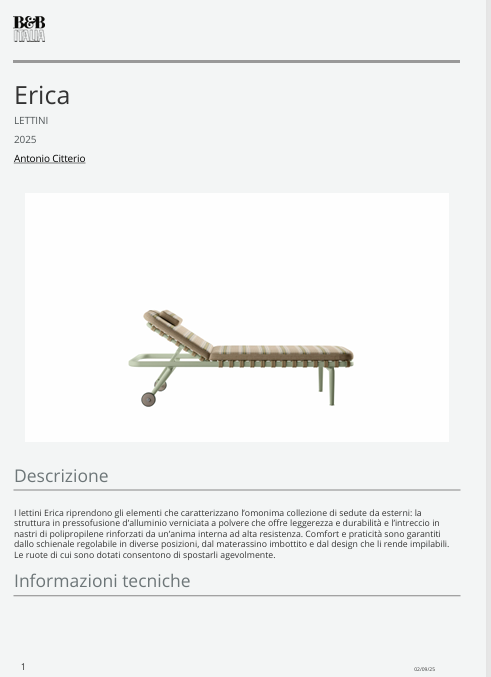 Download B&B Technical Information Erica Sunbed IT