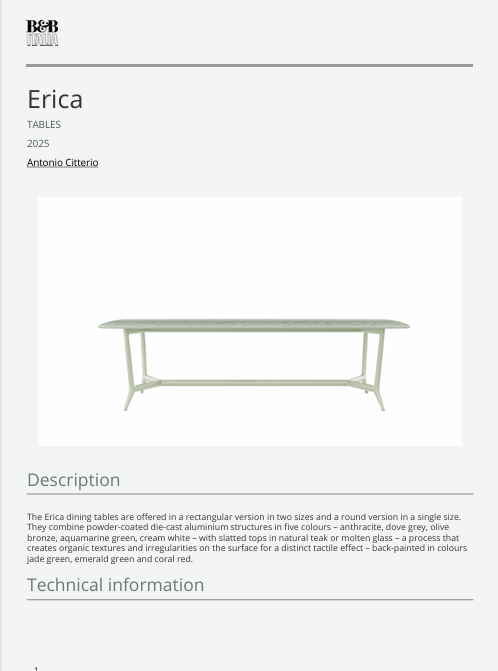 Download Technical information Erica Table EN 