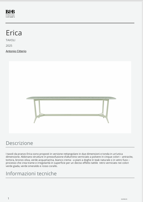 Download Technical Information Erica Table B&B