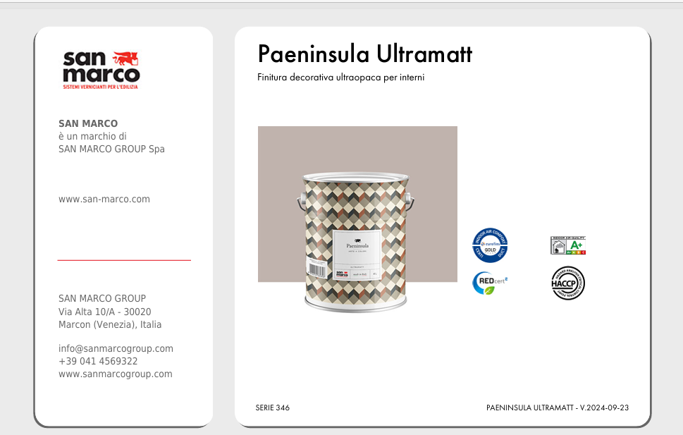 Download technical information Paeninsula Ultramatt
