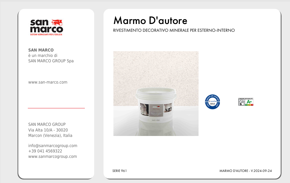 Download Technical Information Marmo d'autore Colorificio San Marco