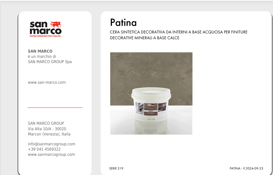 Download Technical Information Patina pdf Colorificio San Marco