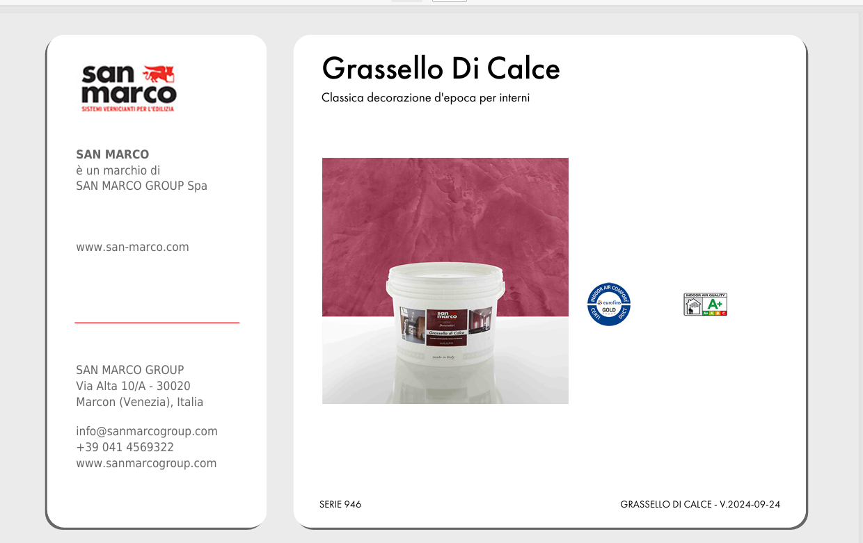 Download Technical Information Grassello di Calce Colorificio San Marco