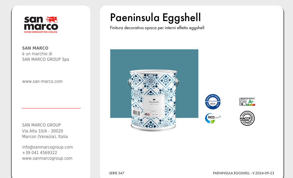 Download Technical Information Paeninsula Eggshell Colorificio San Marco