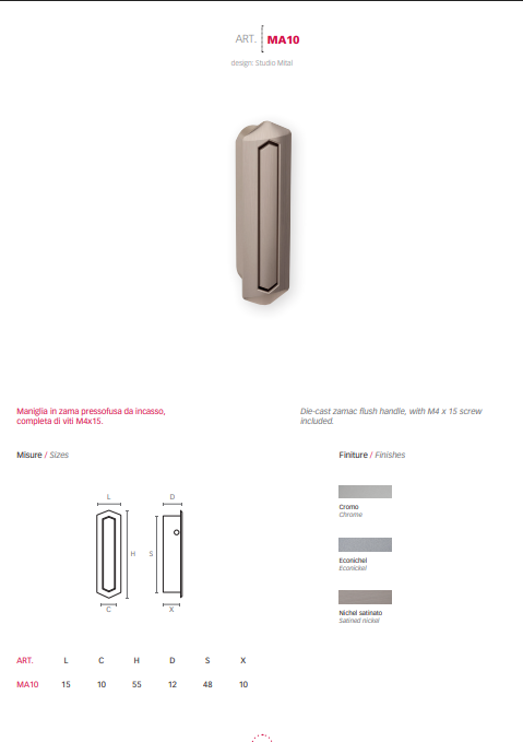 Download technical Information MA10 Mital handle 