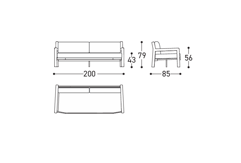 Download dwg CAD model Gianna Sofa 25742  2p 2D 