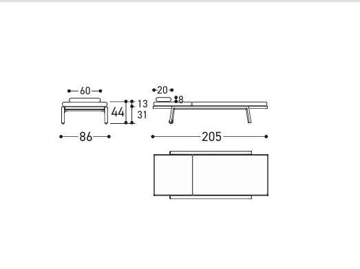 Download dwg CAD model Gianna Sunbed 2576 2D