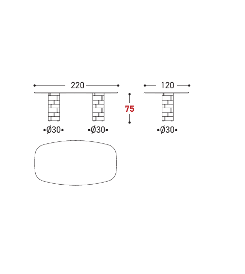Download dwg CAD model Gianna Table 257TM1 220x120