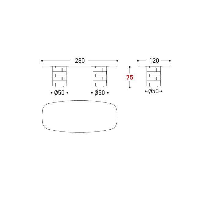 Download dwg CAD model Gianna Table 257TM2 280x120 2D