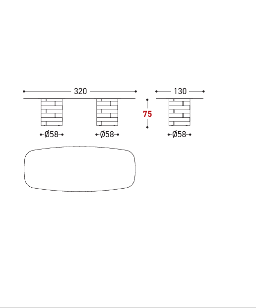Download dwg CAD model Gianna Table 257TM3 320x130 2D