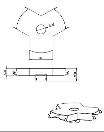 Download dwg CAD model 2D Model Padel Through Pole Head Accessory 3 Light