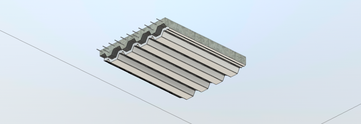 Download revit model F62 Super Spray corrugated sheet metal ceiling