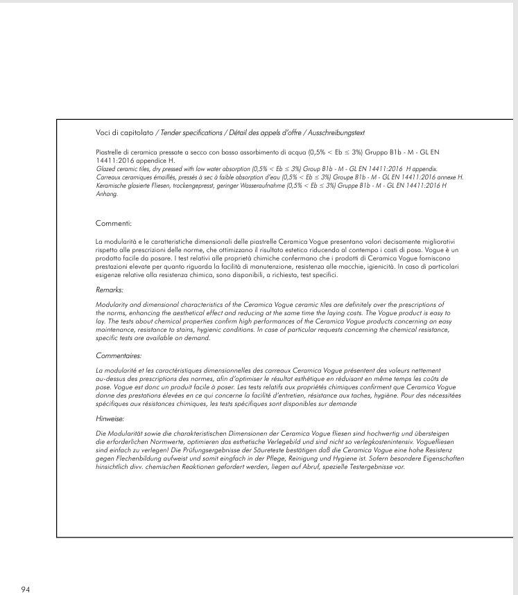 Download technical information/specification Ceramica Vogue