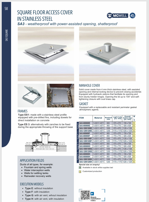 Download technical information SA3 Square EN FFSystems