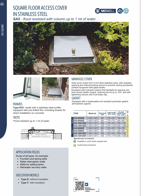 Download technical information SA5 Square EN FF Systems