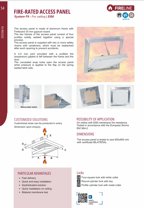 Download Technical data sheet  EN F6 EI60 